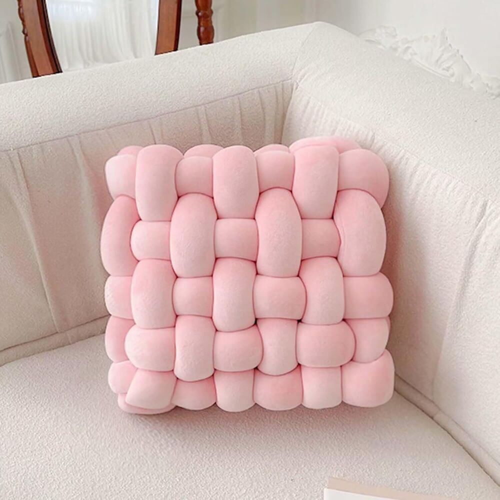 Shademart 2 Pcs 12'' X 12'' Knot Pillow Soft Throw Pillow Home Decoration Cushion Square Office Knotted Plush Throw Cushion for Living Room Bedroom Sofa Couch Living Room Decor