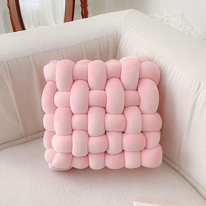 Shademart 2 Pcs 12'' X 12'' Knot Pillow Soft Throw Pillow Home Decoration Cushion Square Office Knotted Plush Throw Cushion for Living Room Bedroom Sofa Couch Living Room Decor