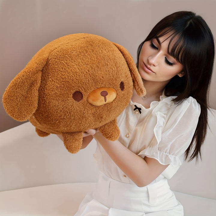 A Soft And Adorable Round Plush Toy Featuring a Teddy Dog, Shiba Inu, Beagle, And Bulldog, Perfect As a Decorative Pillow for Home Or As a Birthday Party Gift.
