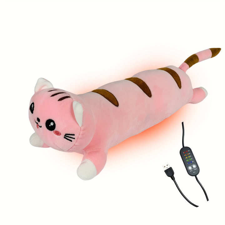 1pc USB Heating Pillow with Cute Cat Design - Multi-Color, Adjustable Temperature, Portable Back, Neck & Shoulder Warmer for All Seasons, Machine Washable, Polyester Cover, Polypropylene Filling, Ideal for Adults, Machine Washable Pillow | Adjustable Temp