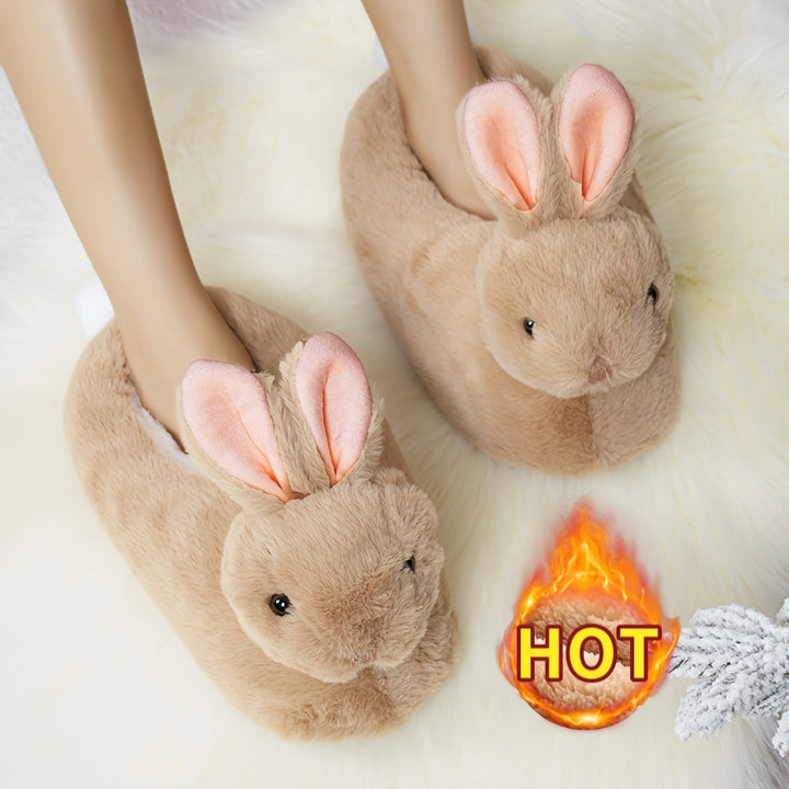 Velvet Rabbit Plush Shoes Women's Slippers Winter Home Shoes Halloween Cartoon Funny Novelty Warm Comfortable Autumn and Winter Indoor Slippers Non-Slip Fabric Sole Household Slides