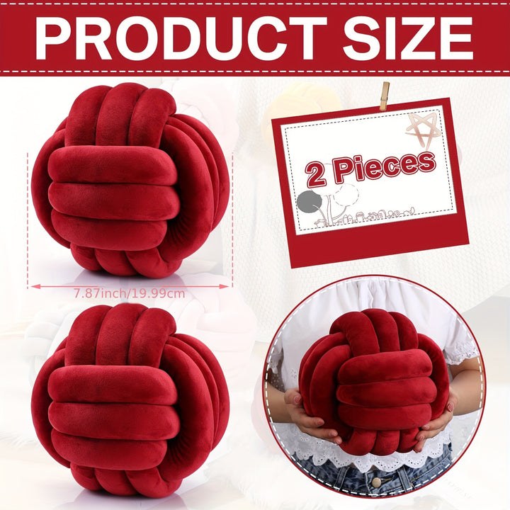2pcs Plush Knot Ball Pillows Decorative Round Throw Knotted Pillows Aesthetic Stuffed Pillows For Stress Relieving Bed Sofa Bedroom Decoration