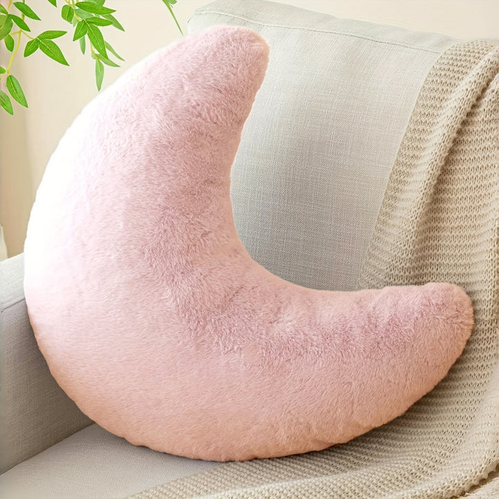 Soft Faux Rabbit Moon Pillow - Plush, Washable Polyester Decorative Throw with Cartoon Design, Ideal for Camping, Picnics & Home Decor, Camping Pillow | Playful Design | Polyester Fiber