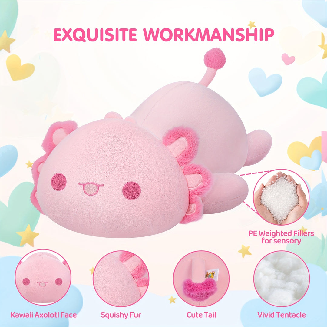 MeWaii 3Lbs Weighted Plush Axolotl, 22 Inches Large Weighted Plush Toy Multi-Item Party Favor Packs, Cute Soft Stuffed Animal, Plush Throw Pillow, Thanksgiving Gift Birthday Christmas Gift, Christmas Party Decor, Themed Gift, Birthday Gift