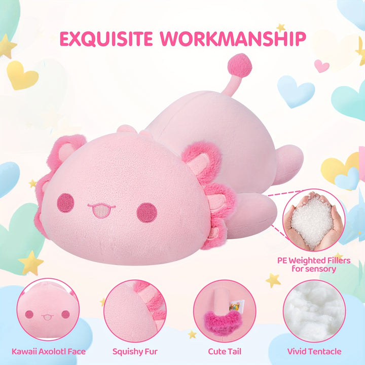 MeWaii 3Lbs Weighted Plush Axolotl, 22 Inches Large Weighted Plush Toy Multi-Item Party Favor Packs, Cute Soft Stuffed Animal, Plush Throw Pillow, Thanksgiving Gift Birthday Christmas Gift, Christmas Party Decor, Themed Gift, Birthday Gift