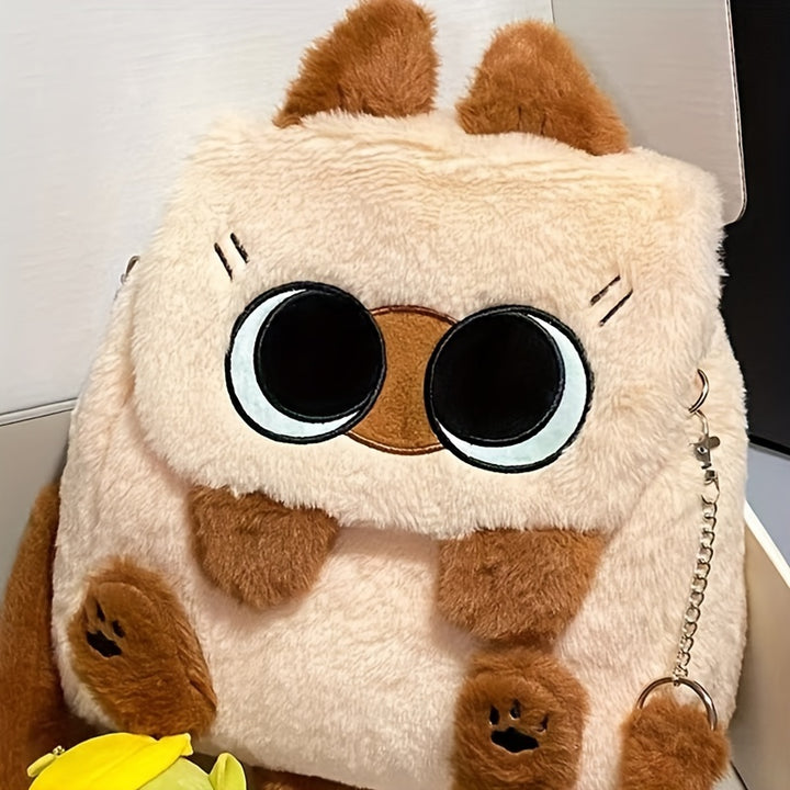 Cute Cartoon Siamese Cat Plush Bag Versatile Portable Messenger Bag Japanese Ins Style Anime Doll Backpack Backpack