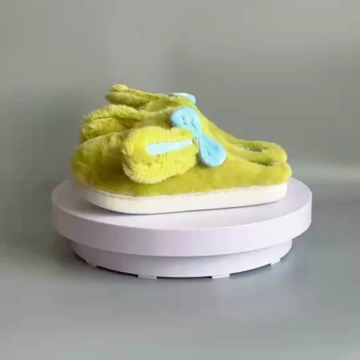 Women's Cartoon Bunny House Slippers, Warm Fuzzy Plush Indoor Shoes, Comfortable EVA Sole, Machine Washable Fabric Upper/Inner/Insole, Winter Season Footwear, Cozy Home Shoes | Cartoon Bunny Design | Comfort, Cute Slippers