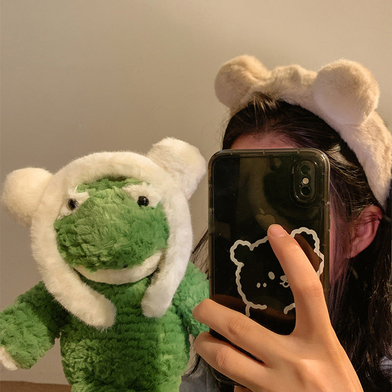 2pcs Bear Ears Plush Headband Wahs Face Spa Make Up Headband Hair Band Skincare Headband Hair Accessories For Female Women