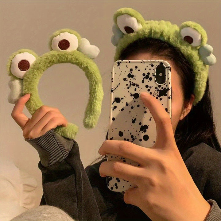 [Cute Frog Shaped Hair Band Stylish] Lovely Cartoon Frog Shaped Head Band Cute Plush Non Slip Hair Hoop Stylish Hair Accessories For Daily Uses