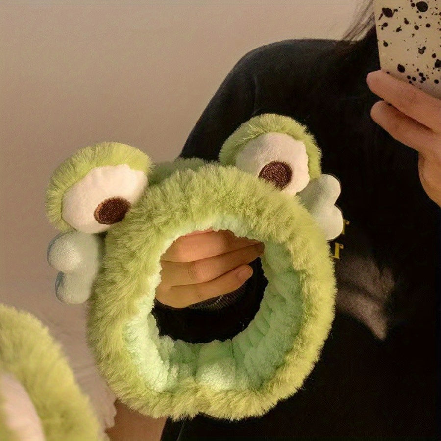 [Cute Frog Shaped Hair Band Stylish] Lovely Cartoon Frog Shaped Head Band Cute Plush Non Slip Hair Hoop Stylish Hair Accessories For Daily Uses
