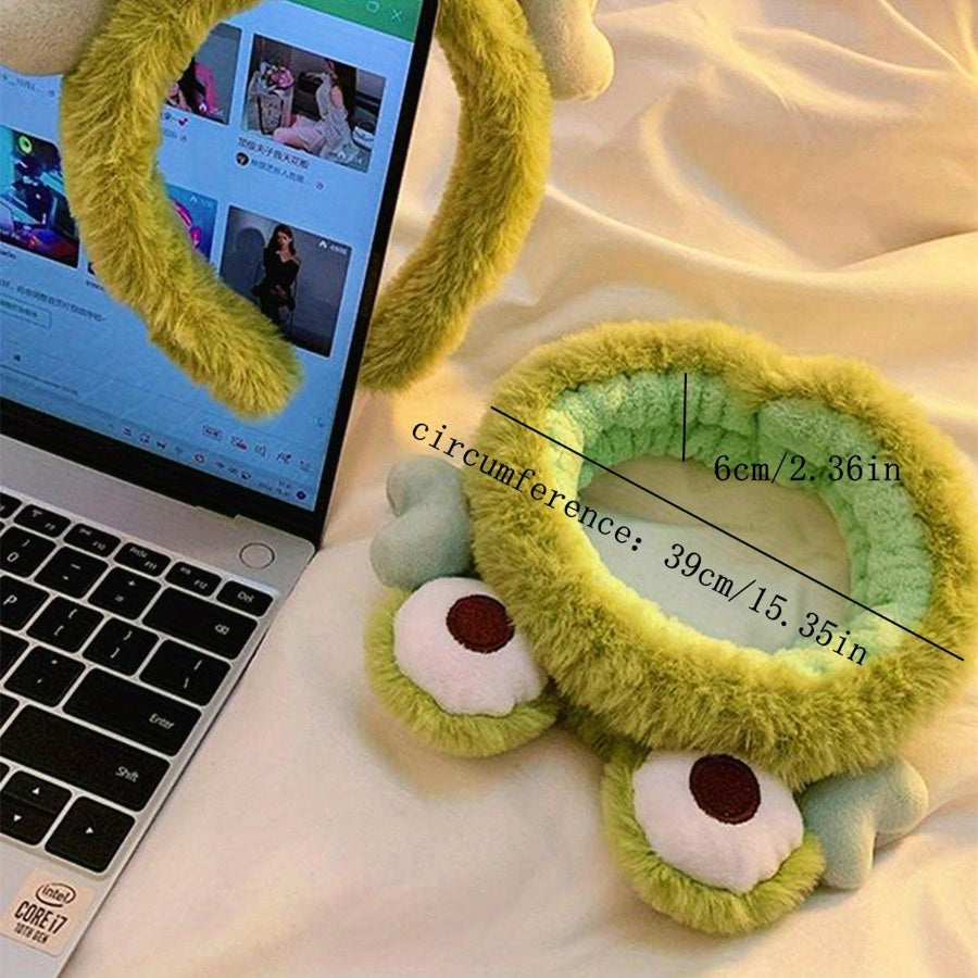 [Cute Frog Shaped Hair Band Stylish] Lovely Cartoon Frog Shaped Head Band Cute Plush Non Slip Hair Hoop Stylish Hair Accessories For Daily Uses