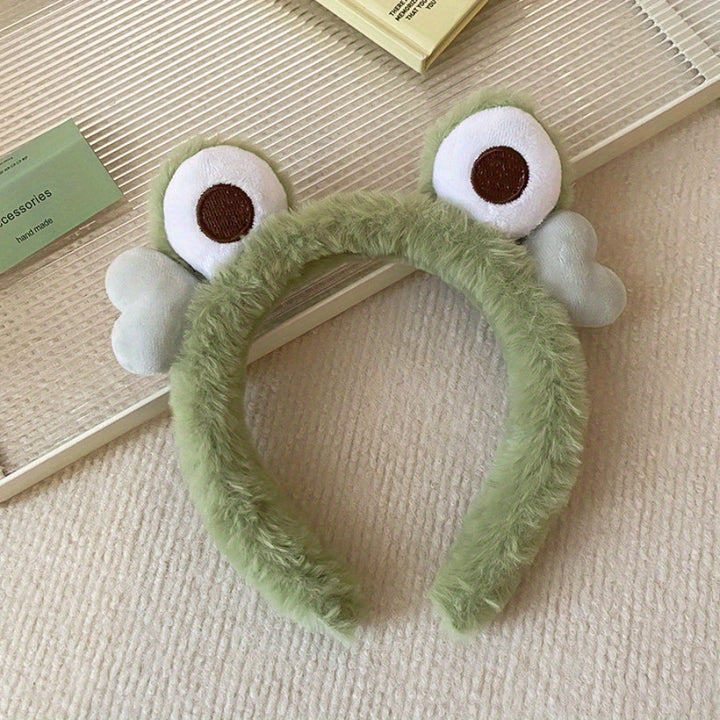 [Cute Frog Shaped Hair Band Stylish] Lovely Cartoon Frog Shaped Head Band Cute Plush Non Slip Hair Hoop Stylish Hair Accessories For Daily Uses