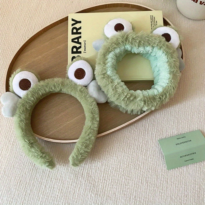 [Cute Frog Shaped Hair Band Stylish] Lovely Cartoon Frog Shaped Head Band Cute Plush Non Slip Hair Hoop Stylish Hair Accessories For Daily Uses