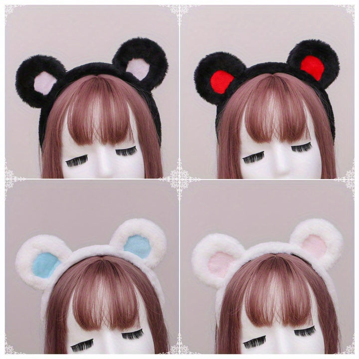 Cute Plush Bear Ear Headband - Soft Synthetic Fabric, Animal-Themed Hair Accessory for Women & Girls, Perfect Birthday Gift