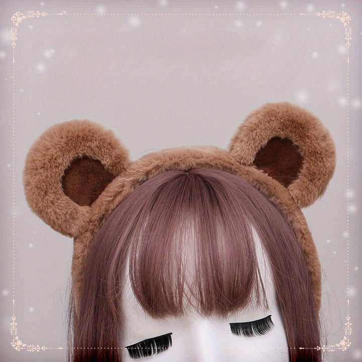 Cute Plush Bear Ear Headband - Soft Synthetic Fabric, Animal-Themed Hair Accessory for Women & Girls, Perfect Birthday Gift