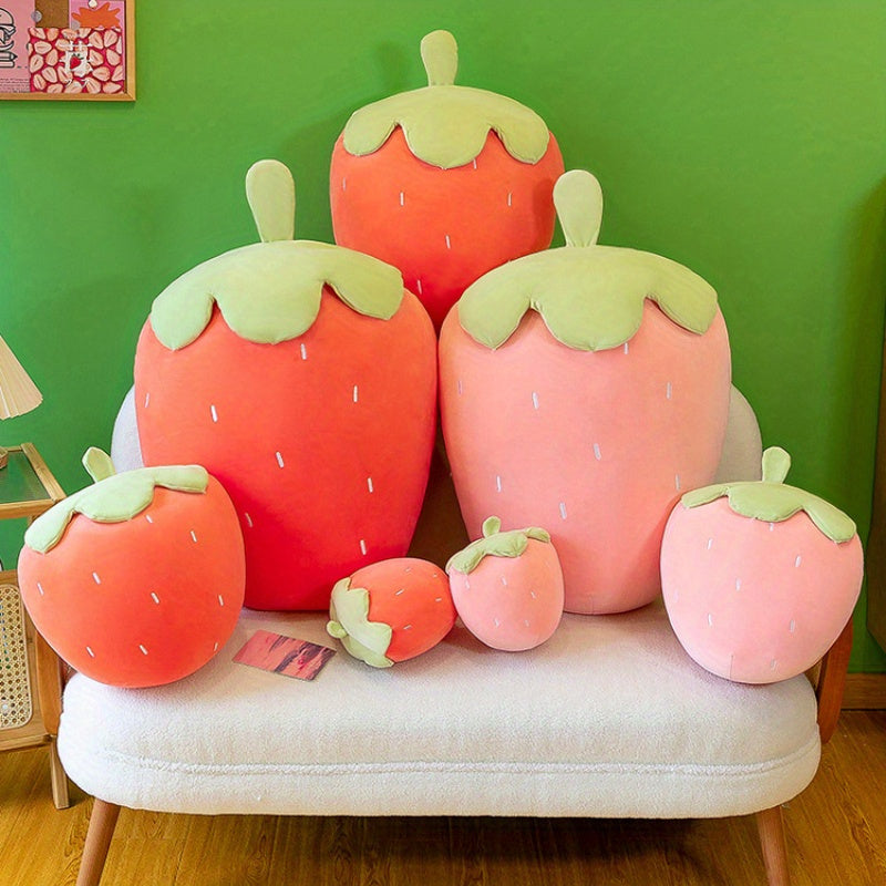 [1pc Cute Strawberry Throw Pillow] 1pc Cute Strawberry Throw Pillow Fruit Plush Toy Pillow For Living Room Office Home Decor Strawberry Pillow Flower Decorative Throw Pillow
