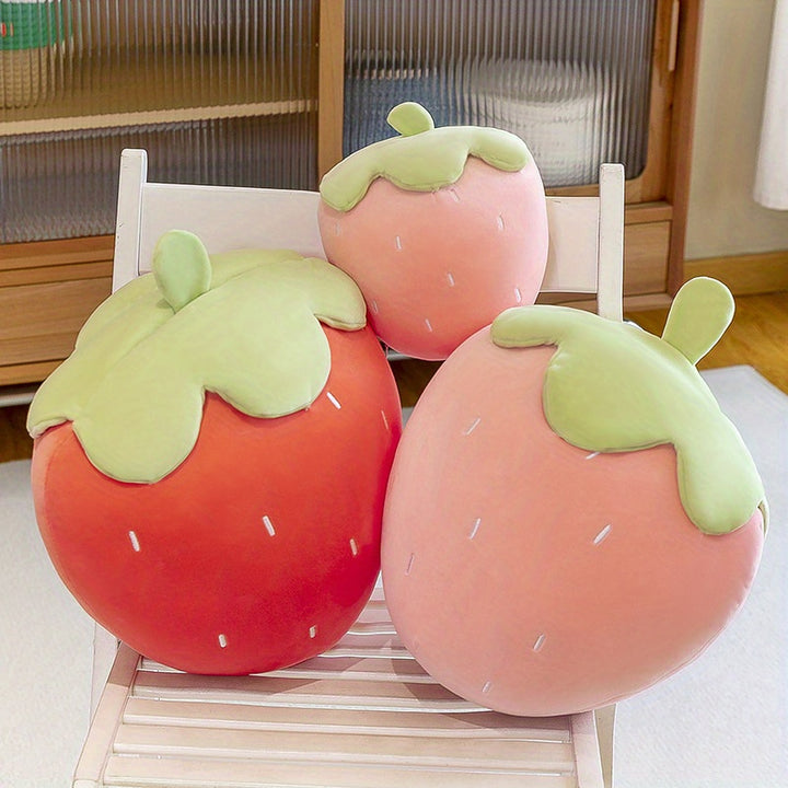 [1pc Cute Strawberry Throw Pillow] 1pc Cute Strawberry Throw Pillow Fruit Plush Toy Pillow For Living Room Office Home Decor Strawberry Pillow Flower Decorative Throw Pillow