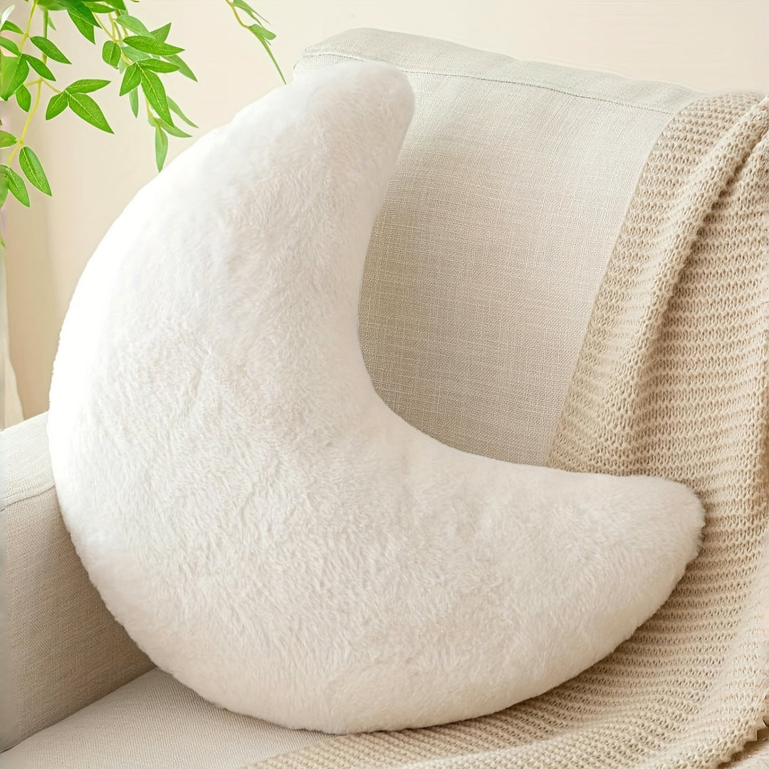 Soft Faux Rabbit Moon Pillow - Plush, Washable Polyester Decorative Throw with Cartoon Design, Ideal for Camping, Picnics & Home Decor, Camping Pillow | Playful Design | Polyester Fiber