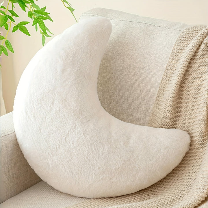 Soft Faux Rabbit Moon Pillow - Plush, Washable Polyester Decorative Throw with Cartoon Design, Ideal for Camping, Picnics & Home Decor, Camping Pillow | Playful Design | Polyester Fiber