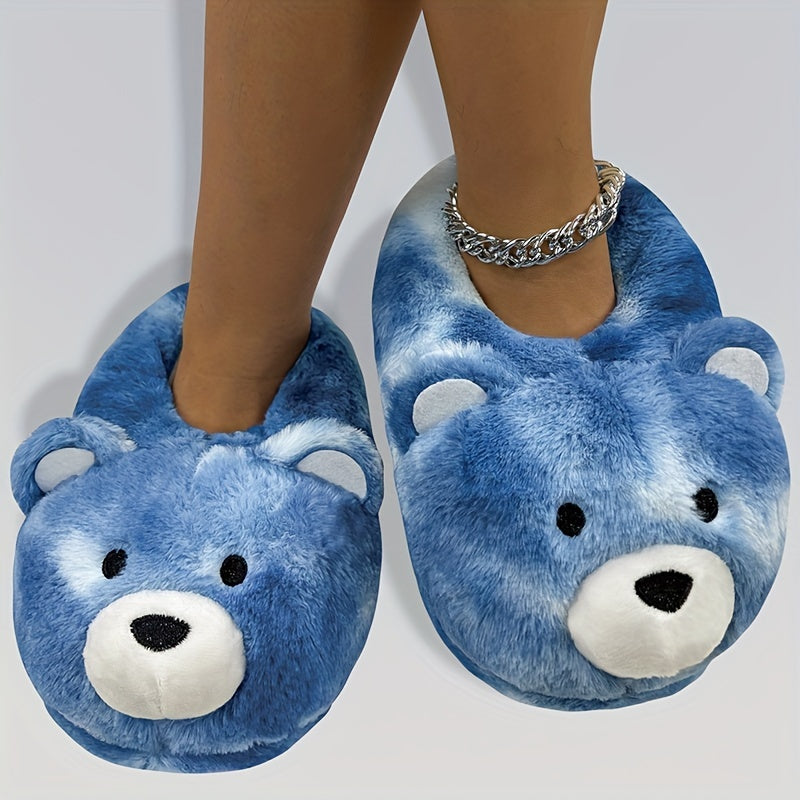 Funny Cartoon Fuzzy Novelty Slippers, Slip On Soft Sole Flat Non-slip Comfy Shoes, Winter Plush Home Warm Shoes