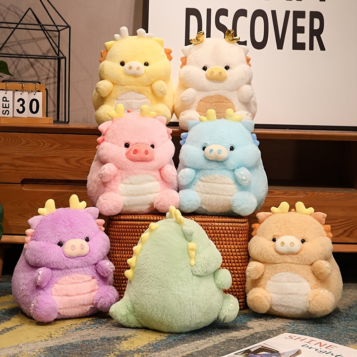 30cm/11.81in Cute Dinosaur Pig Plush Toy Adorable Stuffed Animal Soft Dino Piggy Toy Plushie Doll, New Year's Eve Gift, Good Luck Charm