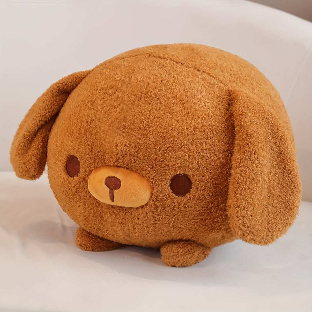 A Soft And Adorable Round Plush Toy Featuring a Teddy Dog, Shiba Inu, Beagle, And Bulldog, Perfect As a Decorative Pillow for Home Or As a Birthday Party Gift.