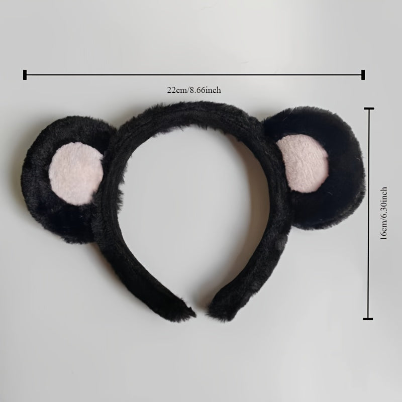 Cute Plush Bear Ear Headband - Soft Synthetic Fabric, Animal-Themed Hair Accessory for Women & Girls, Perfect Birthday Gift