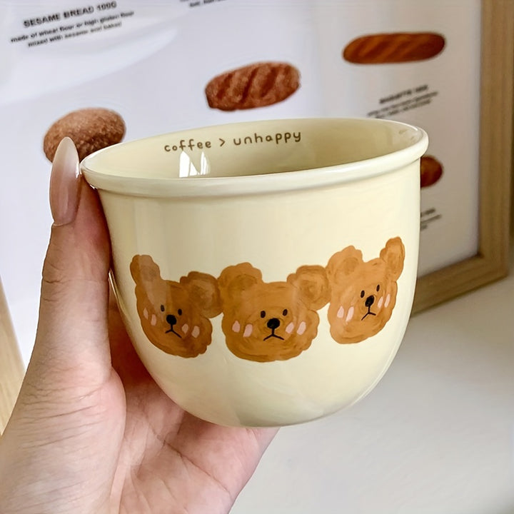 One, small capacity of 8.28oz coffee cup, suitable for drinking exquisite mini coffee in one sip, cute bear-shaped tea cup with lid, suitable for home use and office use, suitable as a gift for couples, graduation season gifts, bestie gift, colleague gift