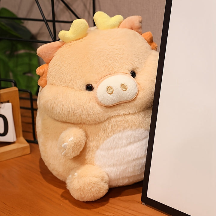 30cm/11.81in Cute Dinosaur Pig Plush Toy Adorable Stuffed Animal Soft Dino Piggy Toy Plushie Doll, New Year's Eve Gift, Good Luck Charm