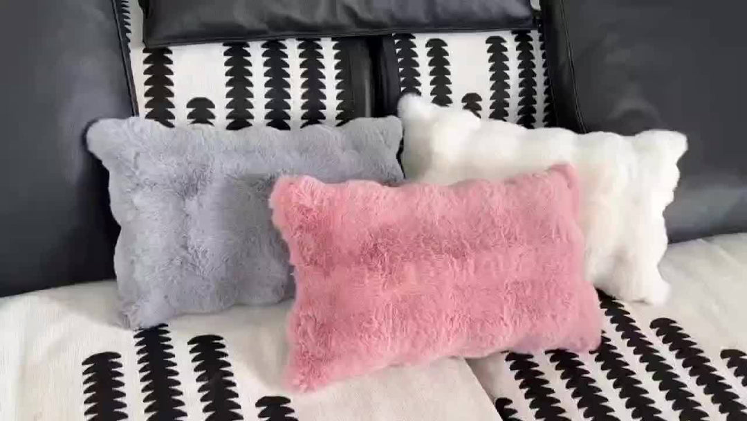 Chic Creamy Rabbit Plush Throw Pillow with Bubble Design - Soft, Washable Decorative Cushion for Living Room Sofa, for Winter