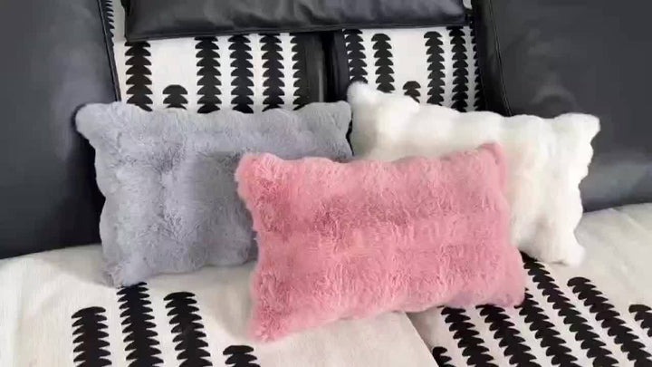 Chic Creamy Rabbit Plush Throw Pillow with Bubble Design - Soft, Washable Decorative Cushion for Living Room Sofa, for Winter