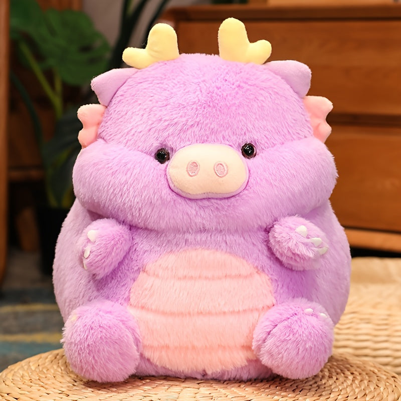 30cm/11.81in Cute Dinosaur Pig Plush Toy Adorable Stuffed Animal Soft Dino Piggy Toy Plushie Doll, New Year's Eve Gift, Good Luck Charm