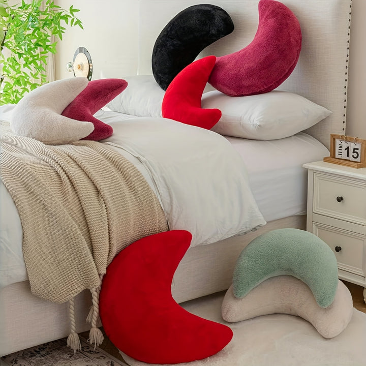 Soft Faux Rabbit Moon Pillow - Plush, Washable Polyester Decorative Throw with Cartoon Design, Ideal for Camping, Picnics & Home Decor, Camping Pillow | Playful Design | Polyester Fiber