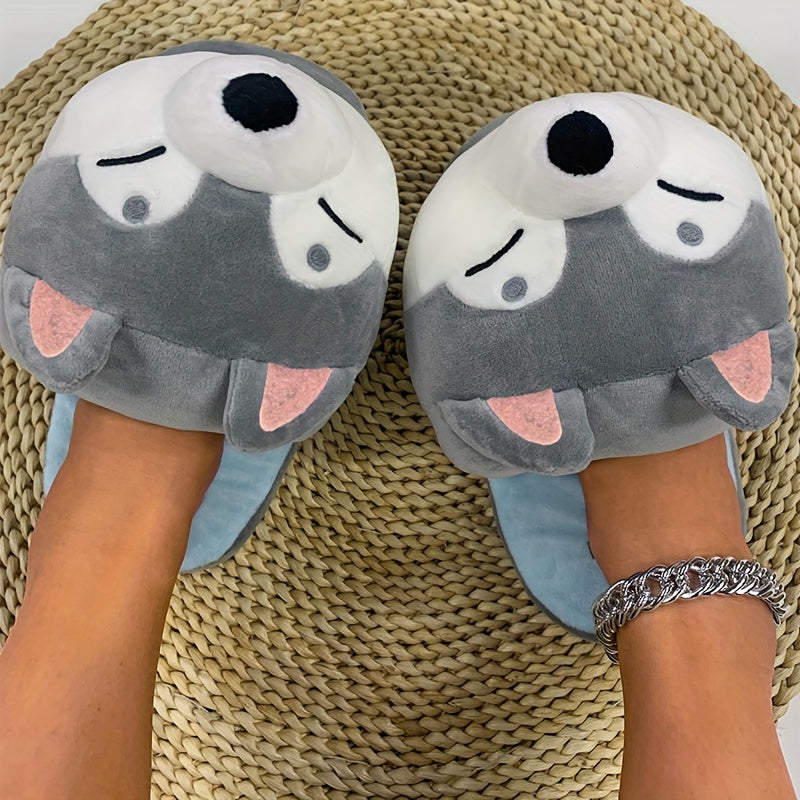 Cute Cartoon Corgi Soft Cozy House Slippers For Boys And Girls, Lightweight Anti-slip Slip-on Shoes For Indoor Home, Spring Autumn Winter