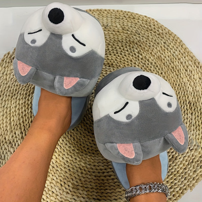 Cute Cartoon Corgi Soft Cozy House Slippers For Boys And Girls, Lightweight Anti-slip Slip-on Shoes For Indoor Home, Spring Autumn Winter