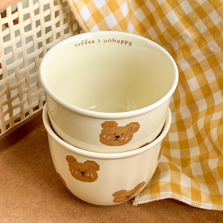 One, small capacity of 8.28oz coffee cup, suitable for drinking exquisite mini coffee in one sip, cute bear-shaped tea cup with lid, suitable for home use and office use, suitable as a gift for couples, graduation season gifts, bestie gift, colleague gift