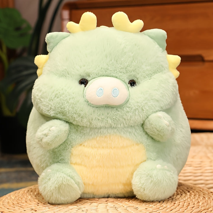 30cm/11.81in Cute Dinosaur Pig Plush Toy Adorable Stuffed Animal Soft Dino Piggy Toy Plushie Doll, New Year's Eve Gift, Good Luck Charm