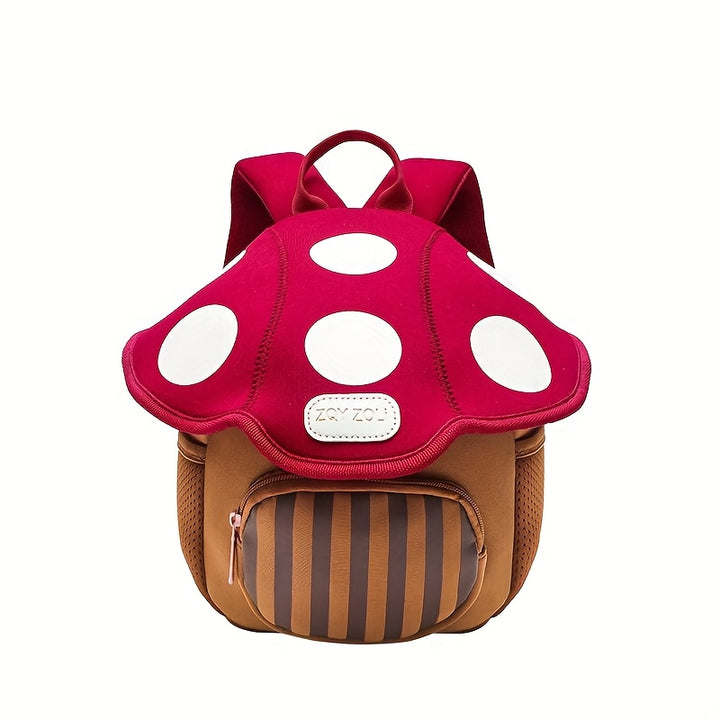 Whimsical Mushroom House Backpack - Large Capacity, Lightweight & Adjustable Straps, Pink/Green Cartoon Design with Red Spots, Polyester, Hand-Washable, Perfect for School, Travel & Everyday Use, Travel Bag | Playful Accessory | Decorative Elements