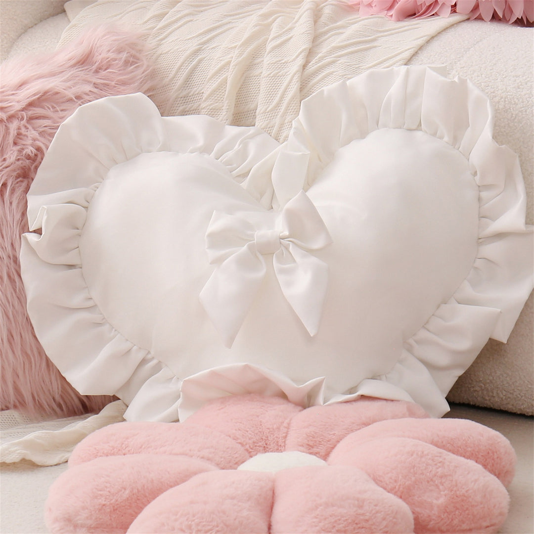 Heart Pillow Cover, Sweet Bow Valentine Day Pillow Cover Decorative Pillowcase Home Decor for Sofa Bedroom