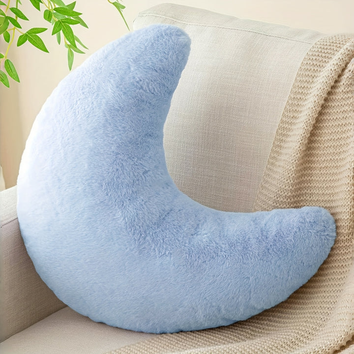 Soft Faux Rabbit Moon Pillow - Plush, Washable Polyester Decorative Throw with Cartoon Design, Ideal for Camping, Picnics & Home Decor, Camping Pillow | Playful Design | Polyester Fiber