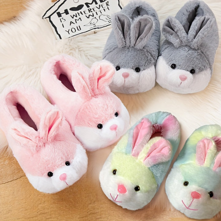 Snuggle in Style: Cozy Cartoon Bunny Warm Slippers, Lightweight & Silent for Winter Comfort | Cute Fuzzy Slip-On Indoor Shoes