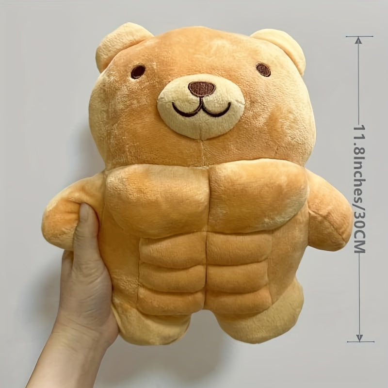 [11.8" Soft Teddy Bear Plush] Adorable 11.8" Muscle Teddy Bear Plush Toy - Soft, Cuddly Stuffed Animal Pillow for Youngsters & Adults - Perfect for Christmas, Birthday Gifts