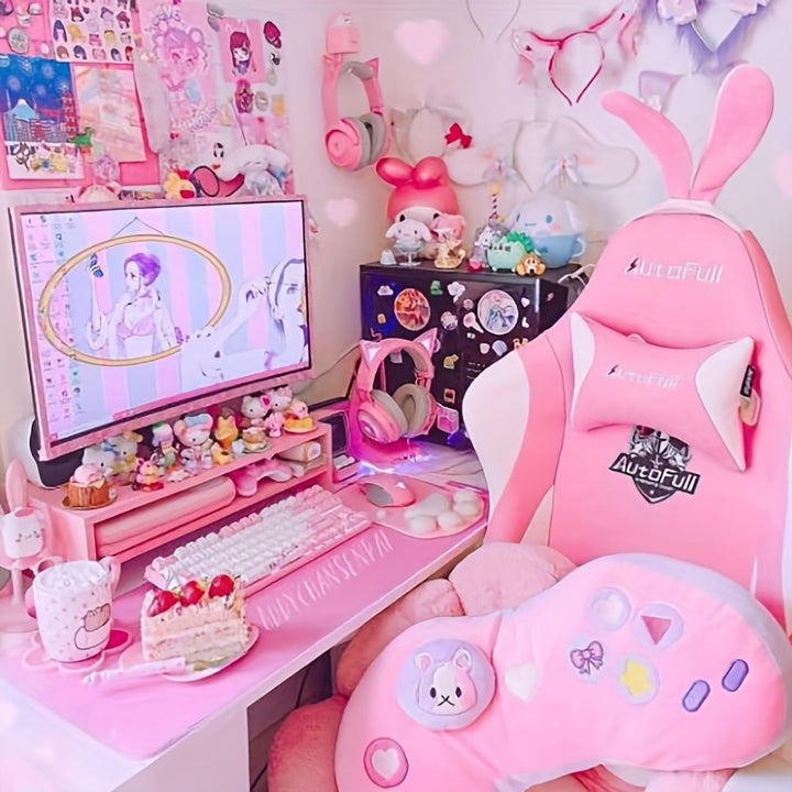 [59cm Hand Wash Anime Pillow] Soft Pink Plush Gaming Pillow - Hand Wash Only, Anime Theme, 59cm/23.23in x 21cm/8.27in x 11cm/4.33in