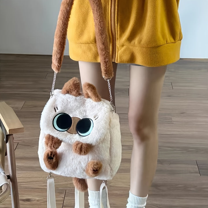 Cute Cartoon Siamese Cat Plush Bag Versatile Portable Messenger Bag Japanese Ins Style Anime Doll Backpack Backpack