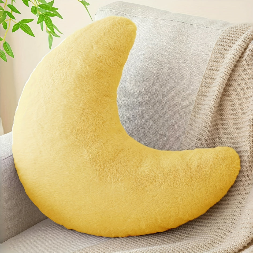 Soft Faux Rabbit Moon Pillow - Plush, Washable Polyester Decorative Throw with Cartoon Design, Ideal for Camping, Picnics & Home Decor, Camping Pillow | Playful Design | Polyester Fiber