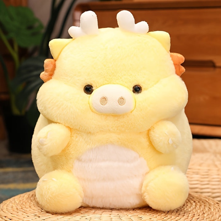 30cm/11.81in Cute Dinosaur Pig Plush Toy Adorable Stuffed Animal Soft Dino Piggy Toy Plushie Doll, New Year's Eve Gift, Good Luck Charm