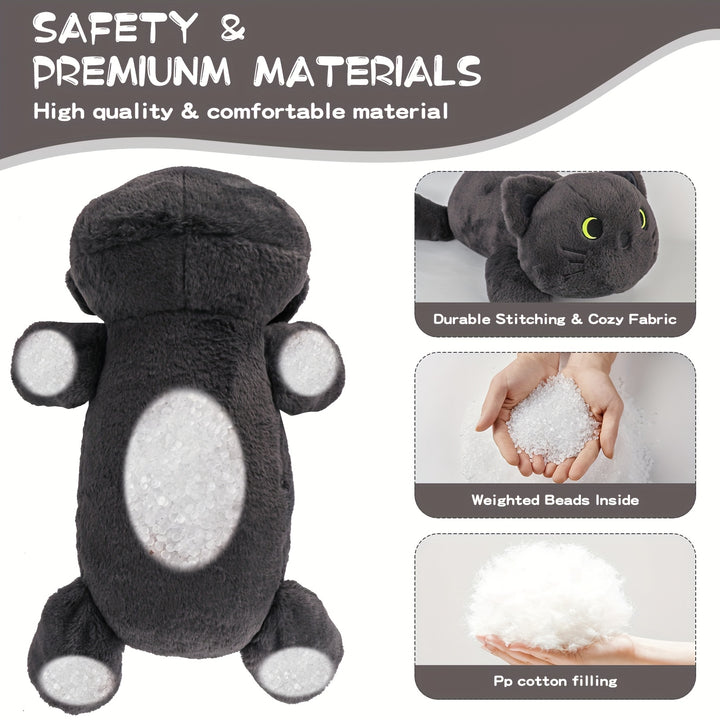 Giant Black Cat Weighted Plush Animal – 22 Inch 4lbs Soft Polyester Stuffed Toy, Cute Kawaii Plushie Gift for Youngsters & Girlfriend, Perfect for Birthday or Easter, Cat Lover Gifts
