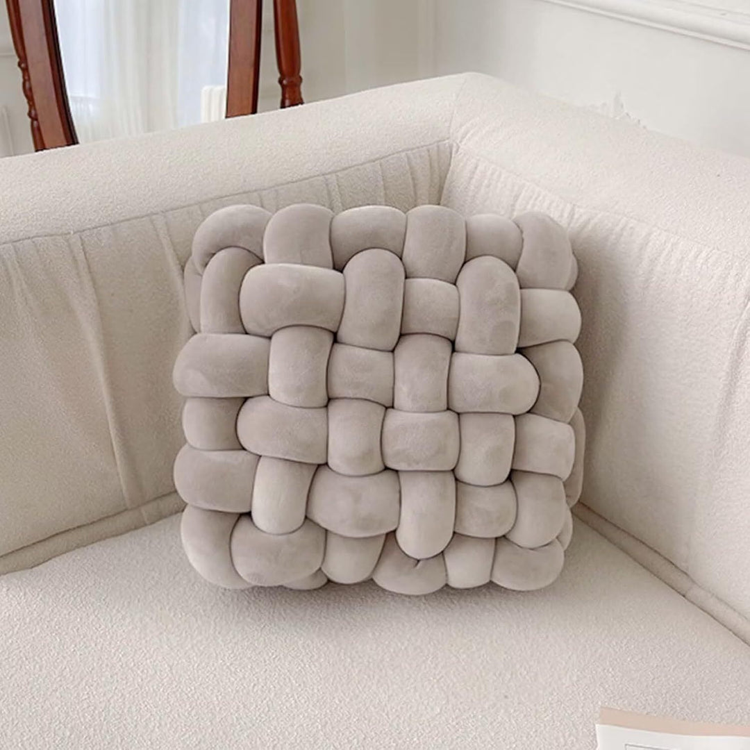 Shademart 2 Pcs 12'' X 12'' Knot Pillow Soft Throw Pillow Home Decoration Cushion Square Office Knotted Plush Throw Cushion for Living Room Bedroom Sofa Couch Living Room Decor