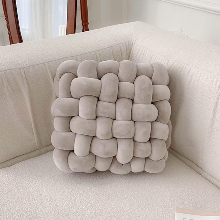 Shademart 2 Pcs 12'' X 12'' Knot Pillow Soft Throw Pillow Home Decoration Cushion Square Office Knotted Plush Throw Cushion for Living Room Bedroom Sofa Couch Living Room Decor