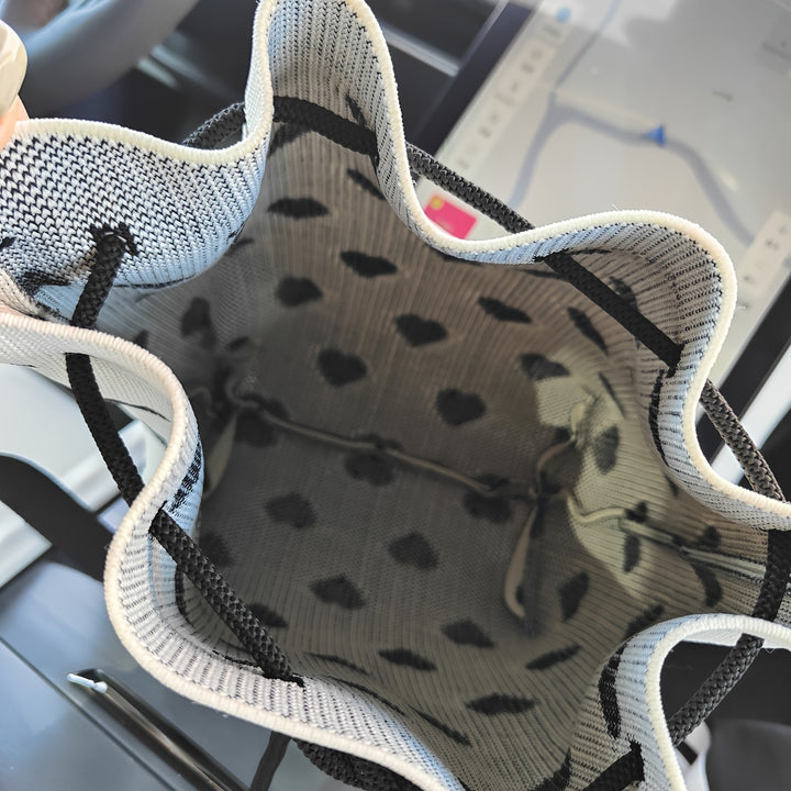 Simple Heart Shaped Pattern Bucket Bag, Drawstring All-Match Handbag for Women, Classic Women's Bag